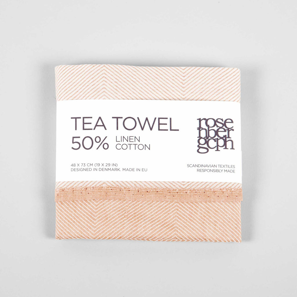 Viskestykke, koral hør og bomuld, foldet med banderole, RosenbergCph