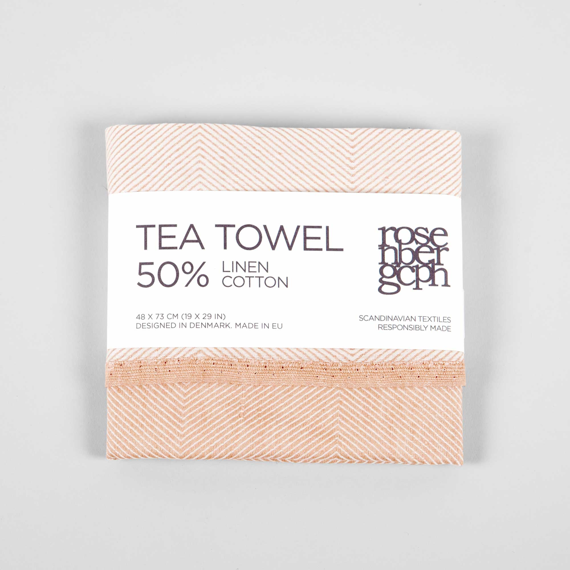 Viskestykke, koral hør og bomuld, foldet med banderole, RosenbergCph