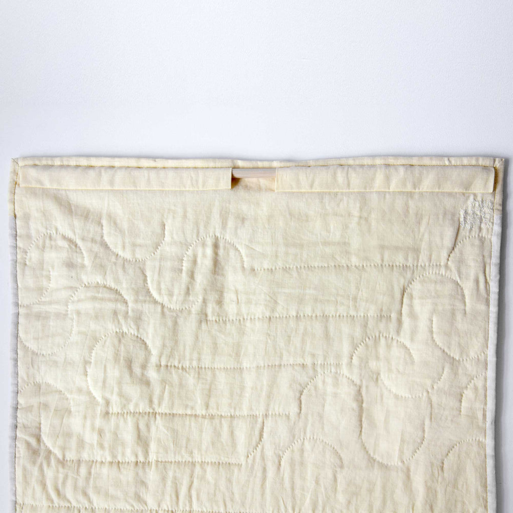 Vægtæppe, quiltet patchwork, Hana terracotta og lysegul, unika, bagside, RosenbergCph