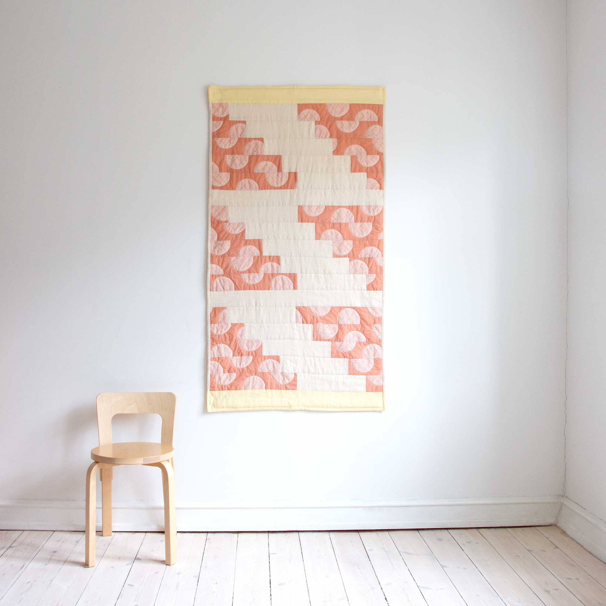 Vægtæppe, quiltet patchwork, Hana terracotta og lysegul, unika, RosenbergCph