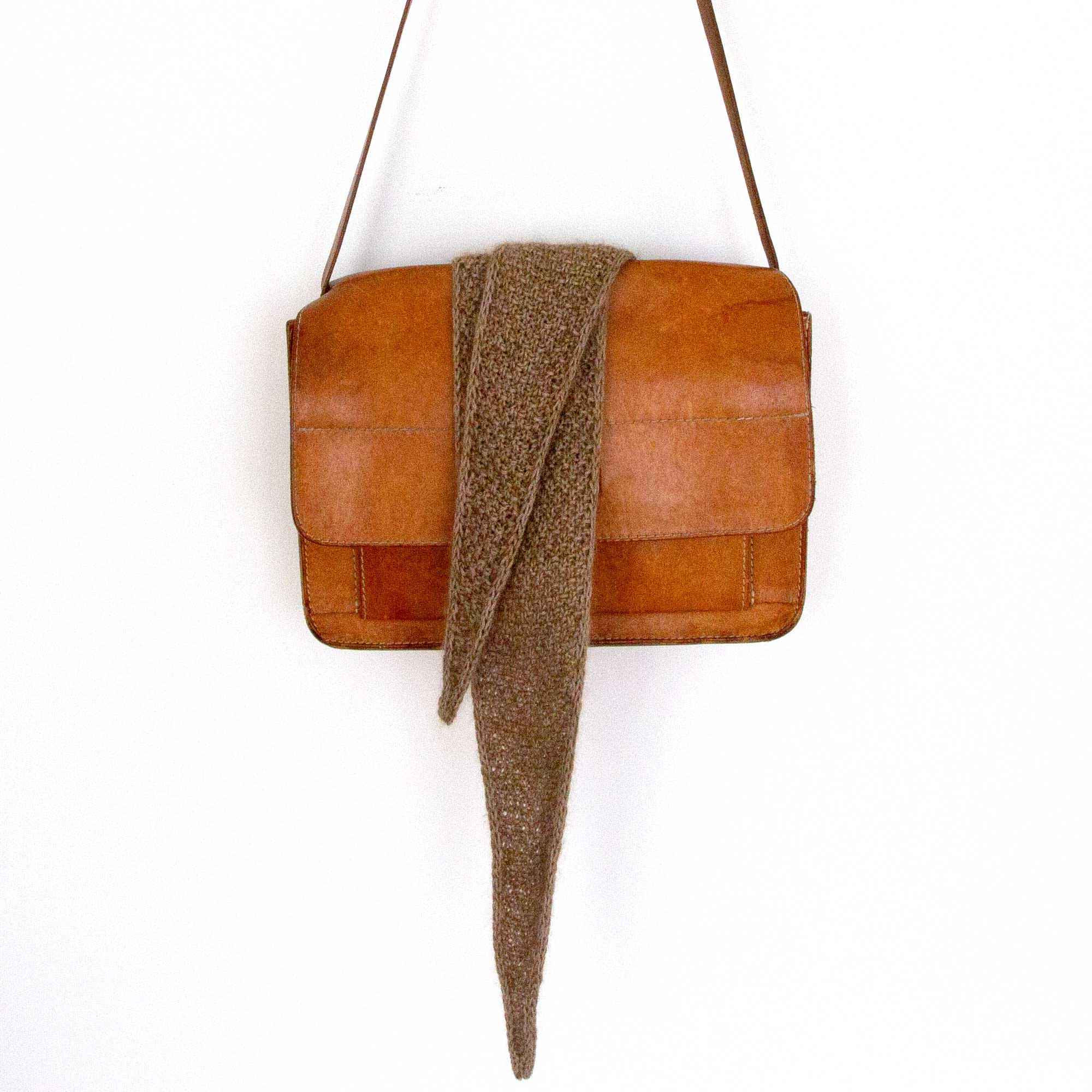 Tørklæde, brunt, strikket silke/mohair, RosenbergCph