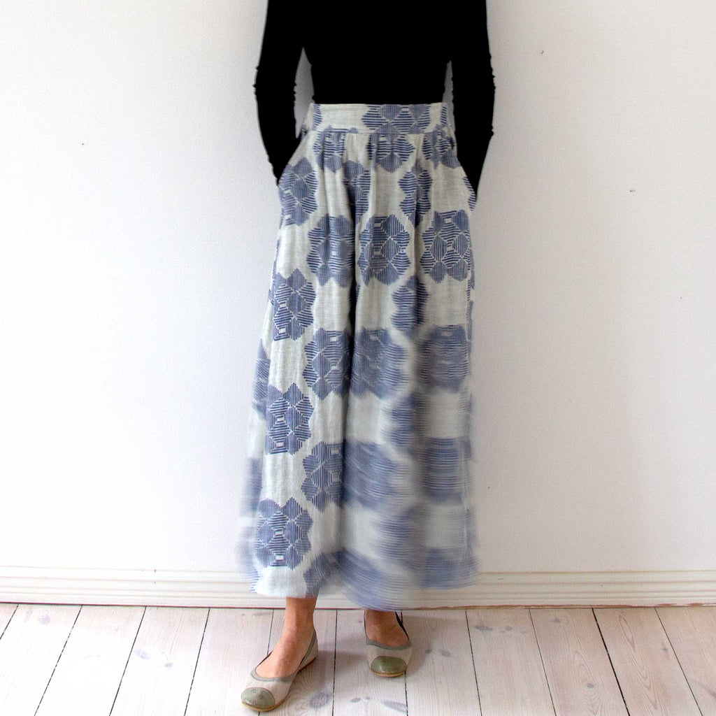 Linen skirt - blue desert rose
