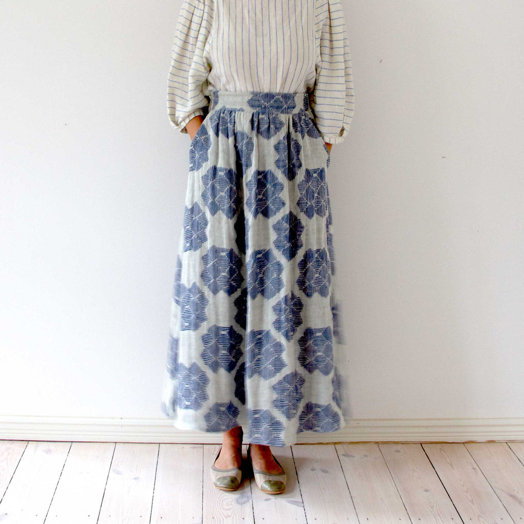 Linen skirt - blue desert rose