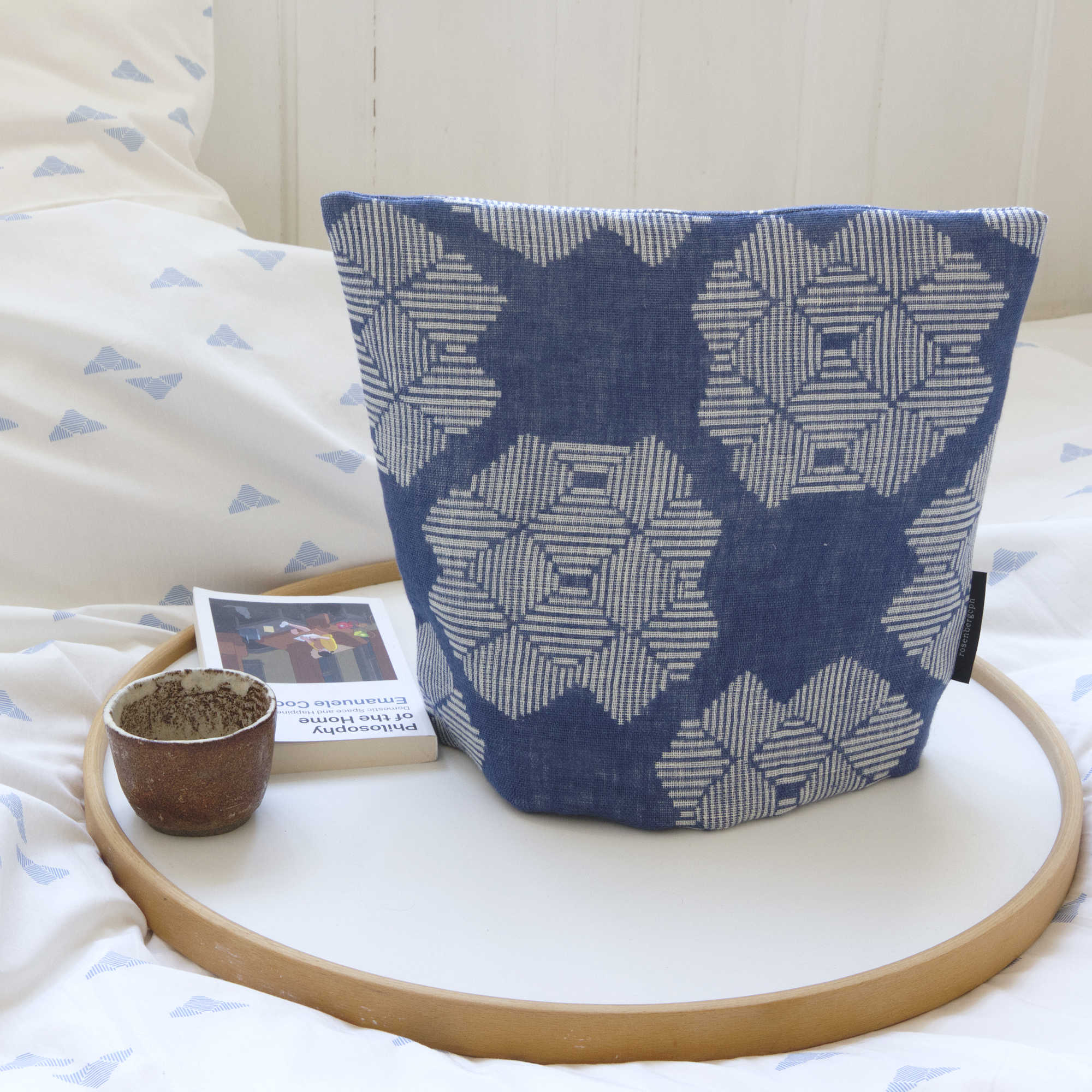 Tea cap - blue Desert rose - linen