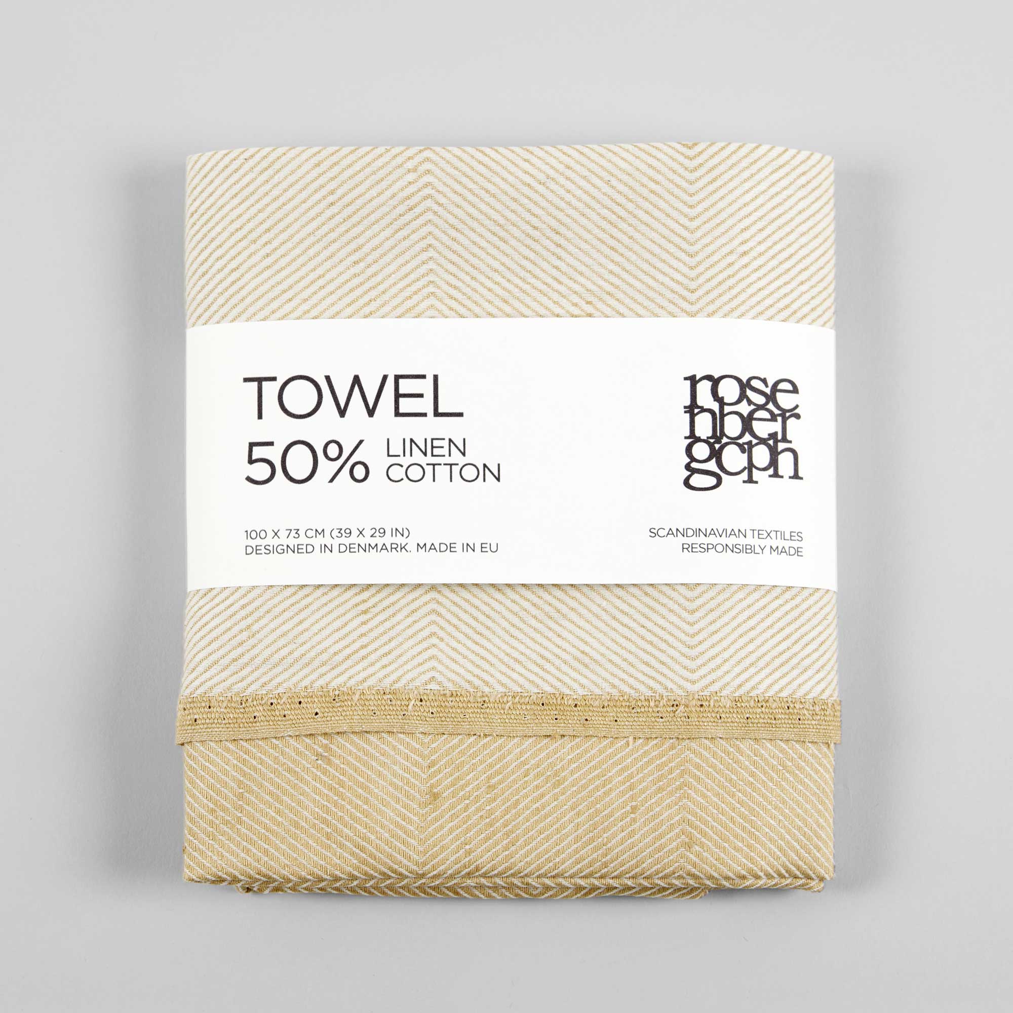 Håndklæde, høgul, hør/bomuld, design af Anne Rosenberg, RosenbergCph