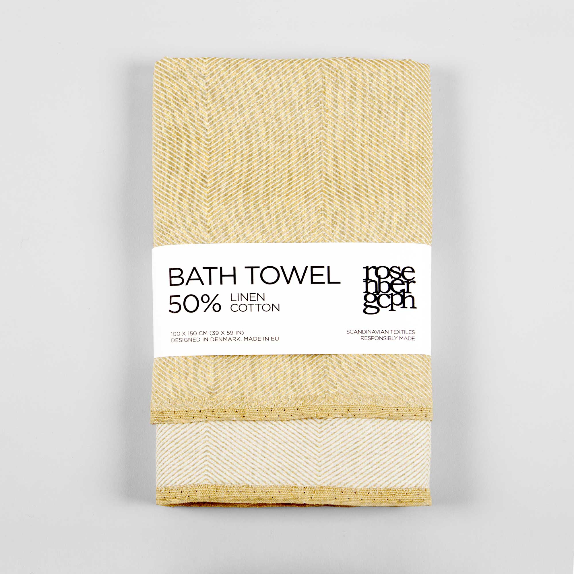 Badehåndklæde, høgul, hør/bomuld, design af Anne Rosenberg, RosenbergCph