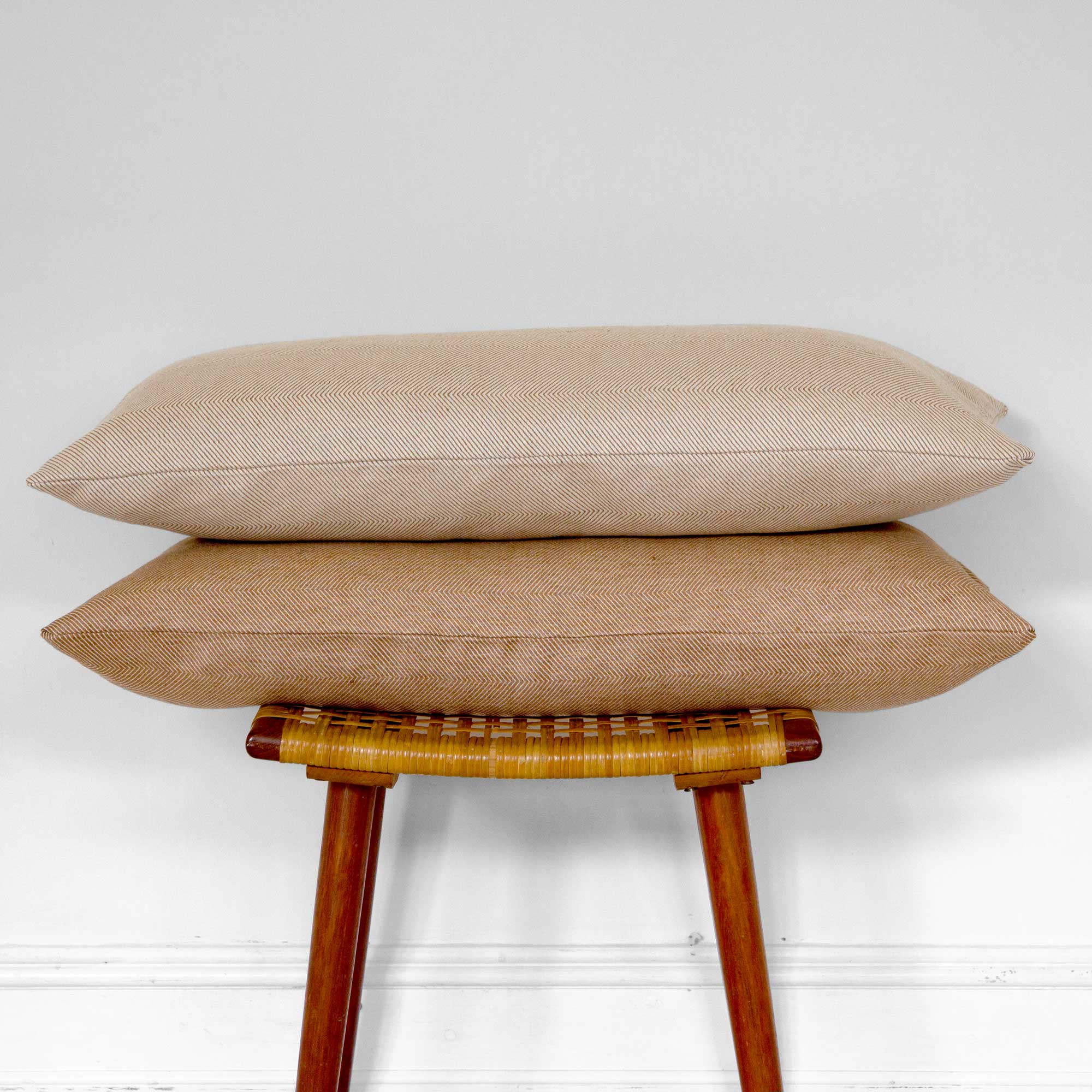 Rectangular cushions linen/cotton Light almond and Almond, design by Anne Rosenberg, RosenbergCph
