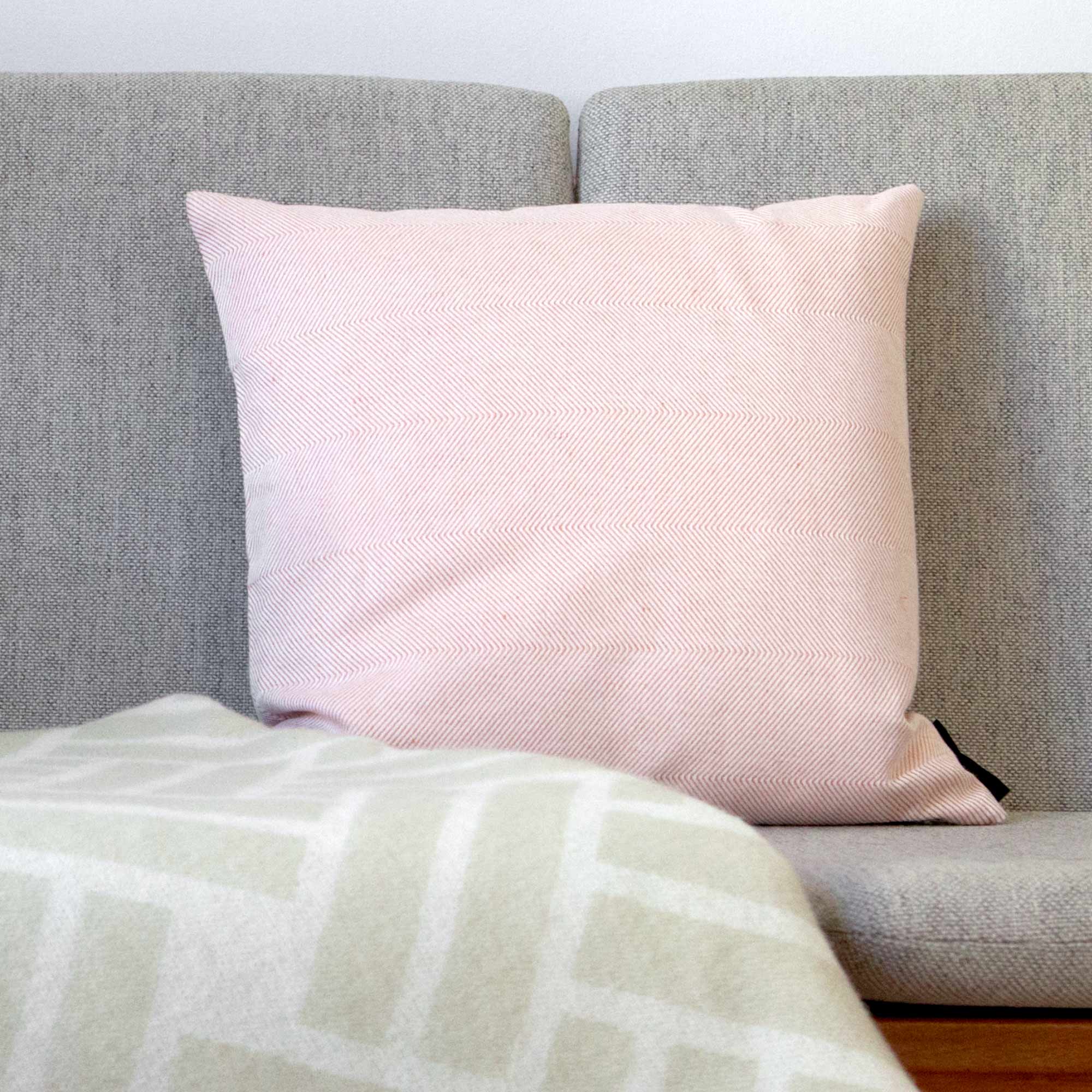 Coral linen/cotton cushions. Design by Anne Rosenberg, RosenbergCph