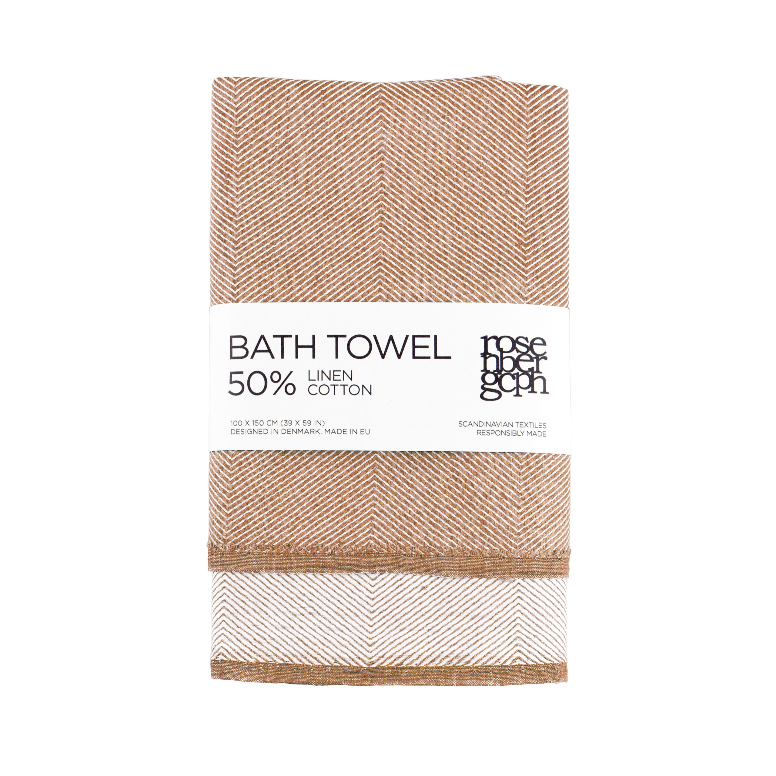 Badehåndklæde, mandel, hør/bomuld, design af Anne Rosenberg, RosenbergCph