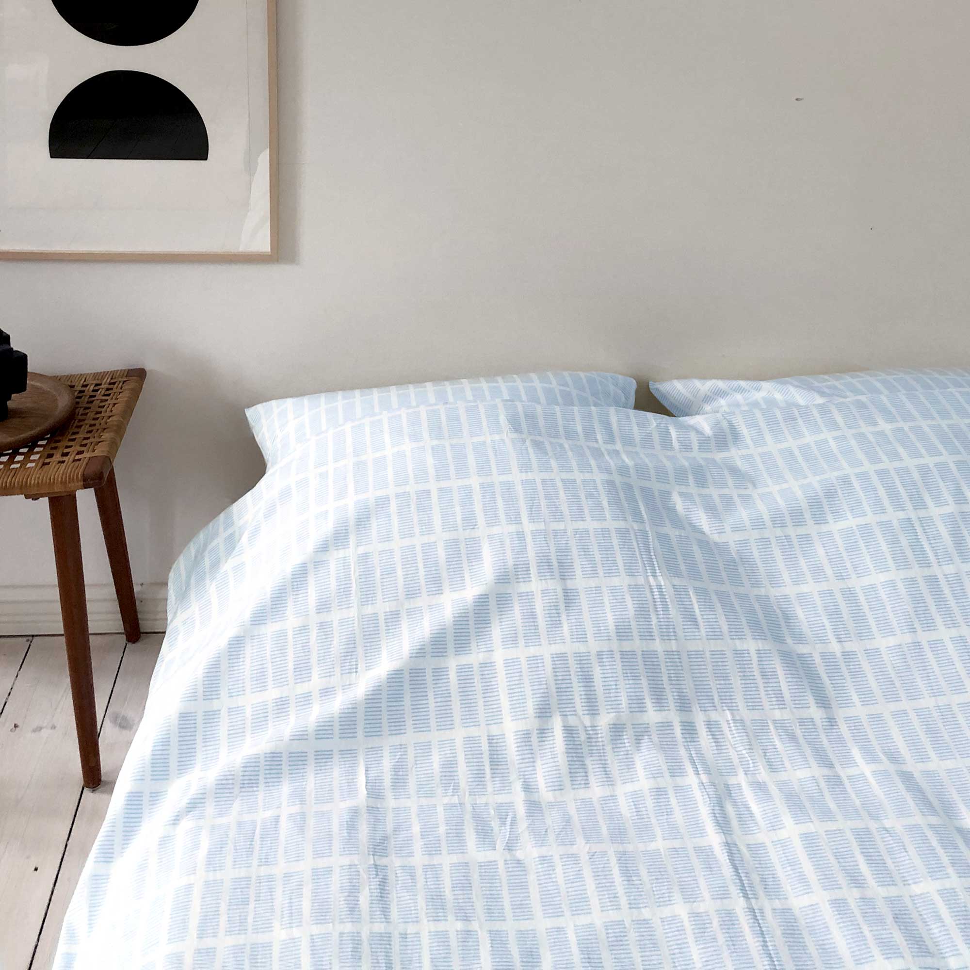 Tile Pale Blue organic cotton bedlinen, design by Anne Rosenberg, RosenbergCph