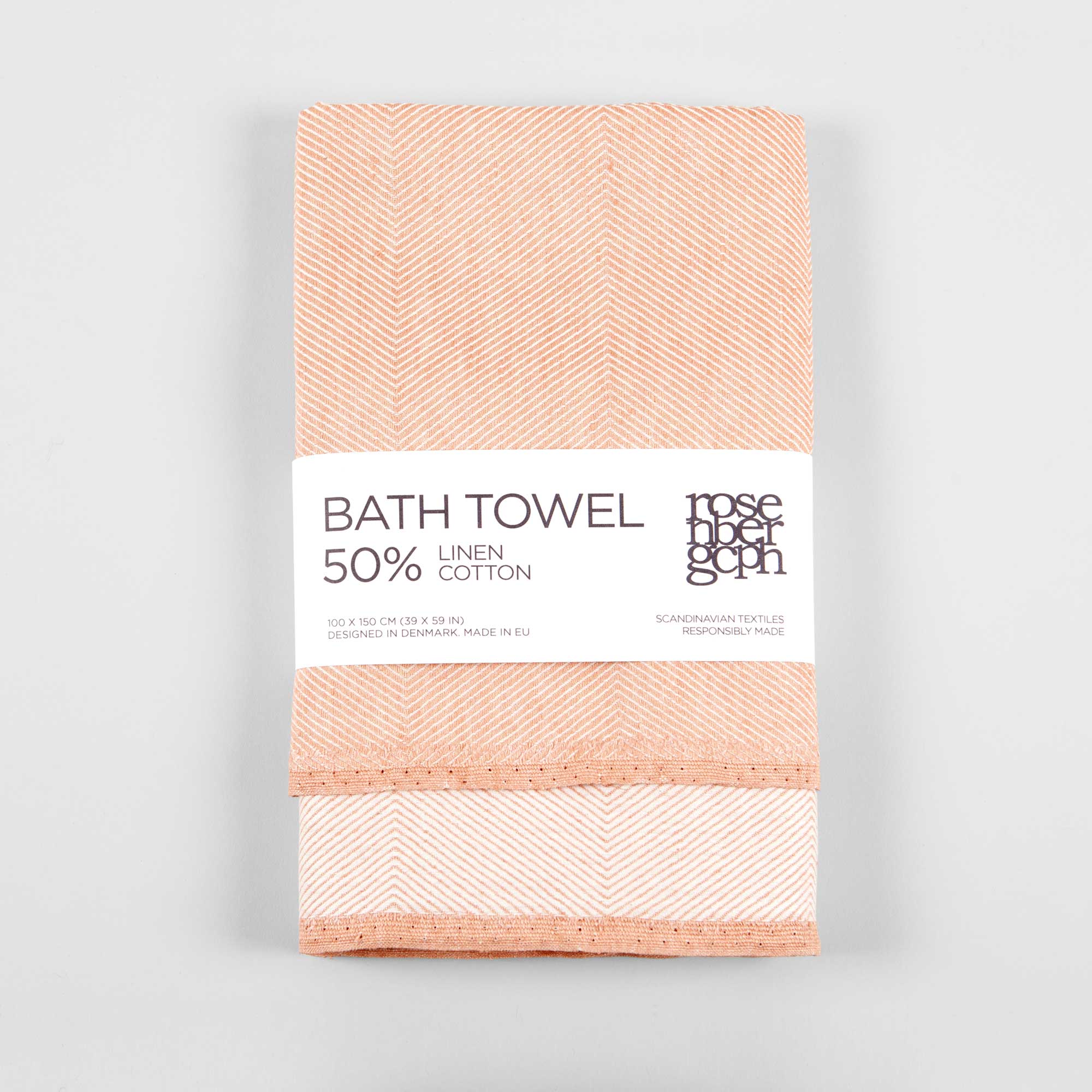 Bath towel, linen/cotton, coral