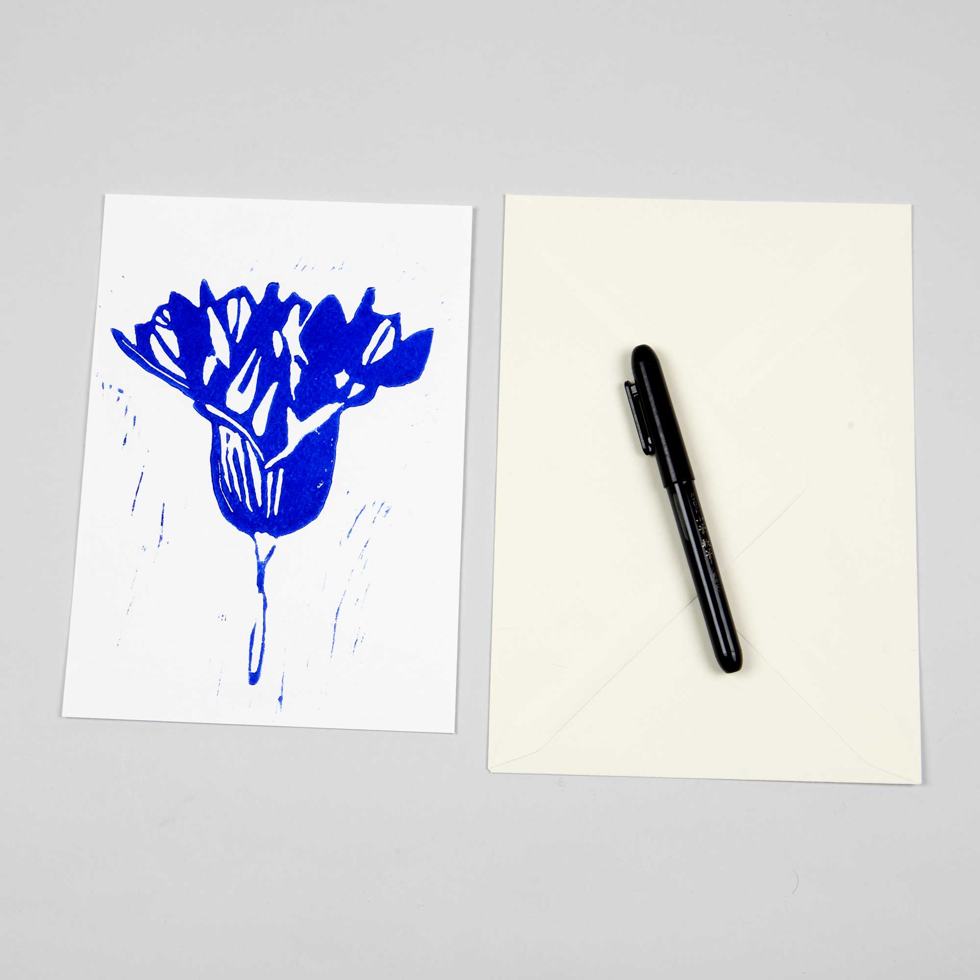 Greeting card, Onion flower, Linocut by Anne Rosenberg, RosenbergCph