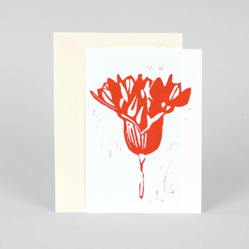 Linocut card, Onion flower, Linocut by Anne Rosenberg, RosenbergCph