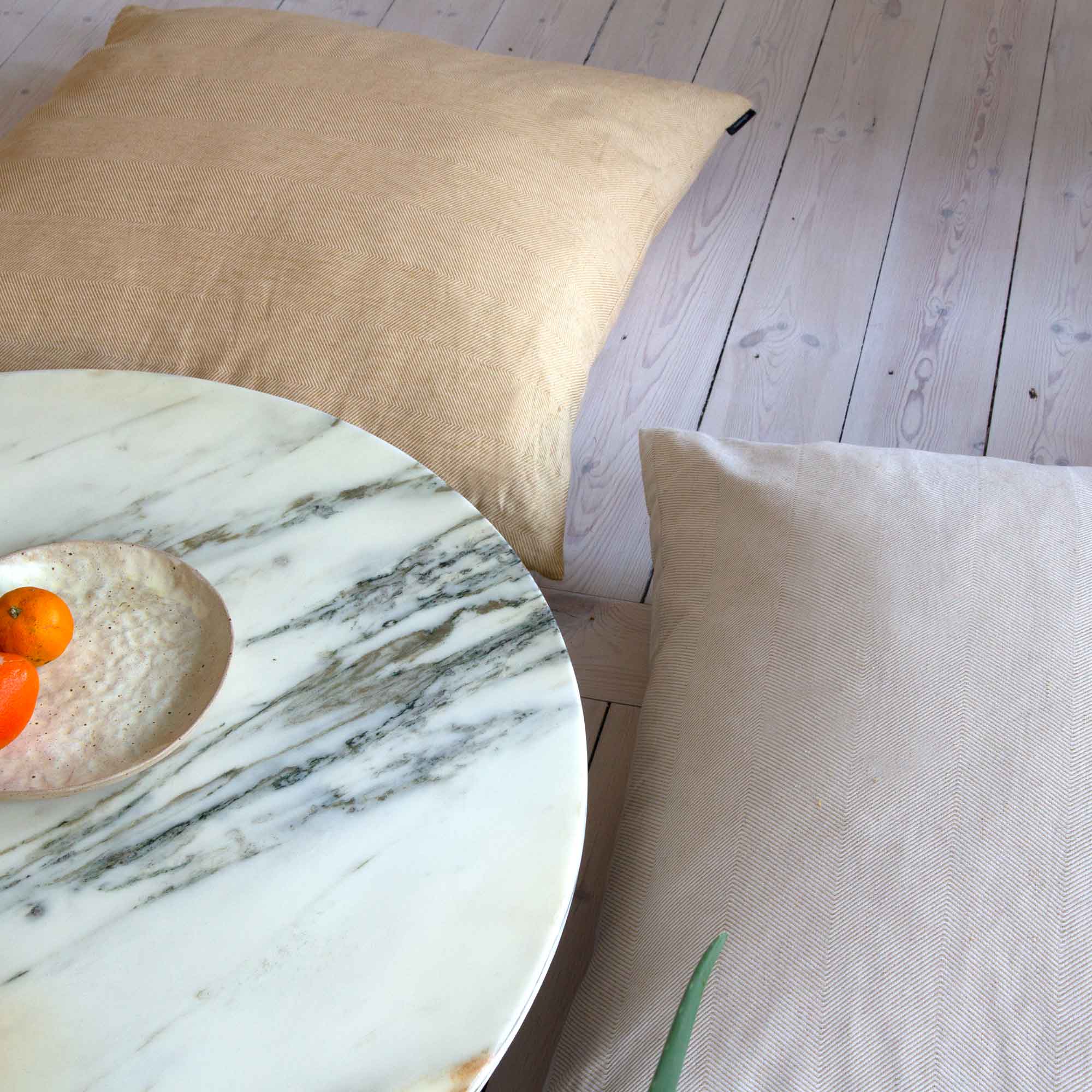 Floor cushion cover linen/cotton hay yellow design by Anne Rosenberg, RosenbergCph