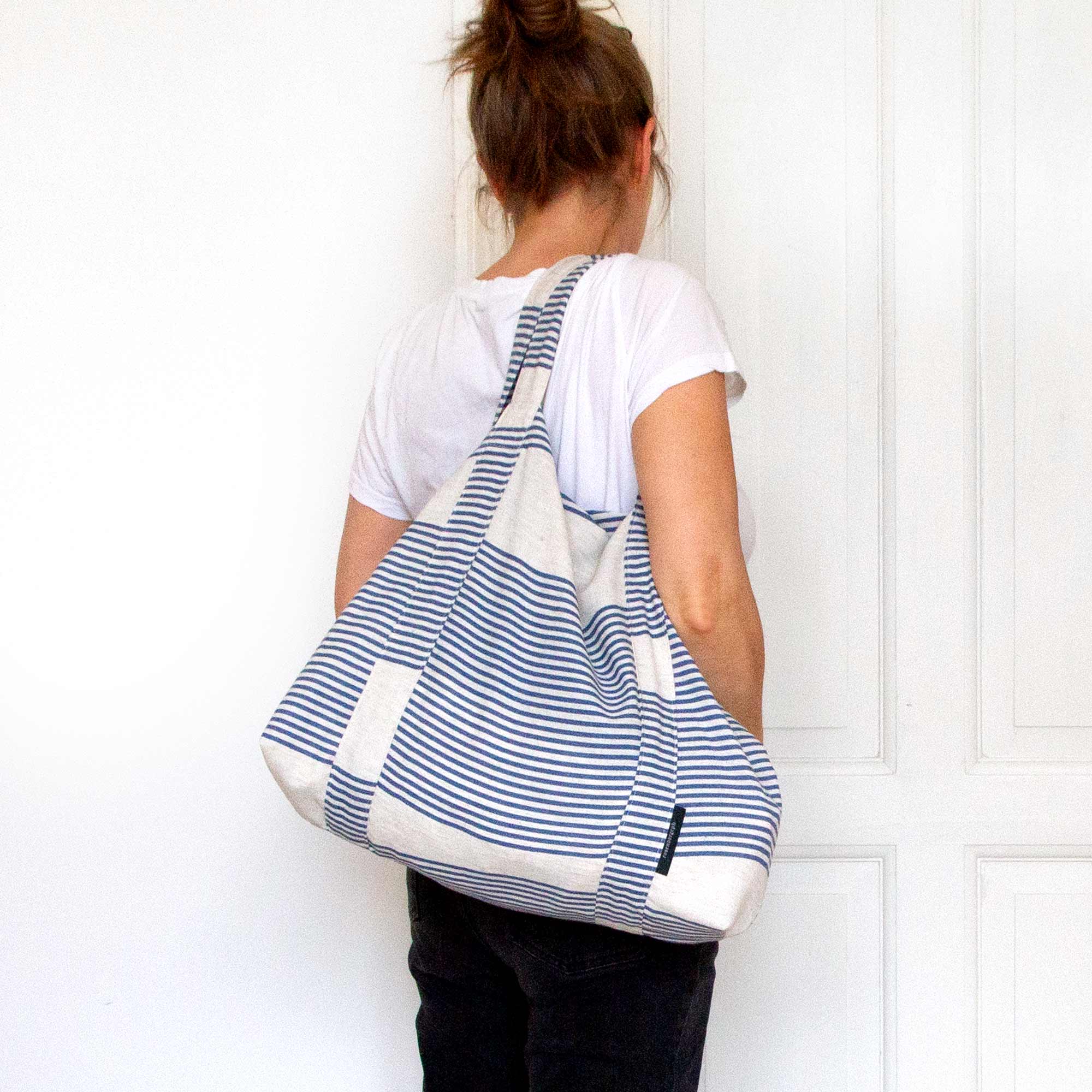 River blue linen bag, design Anne Rosenberg, RosenbergCph