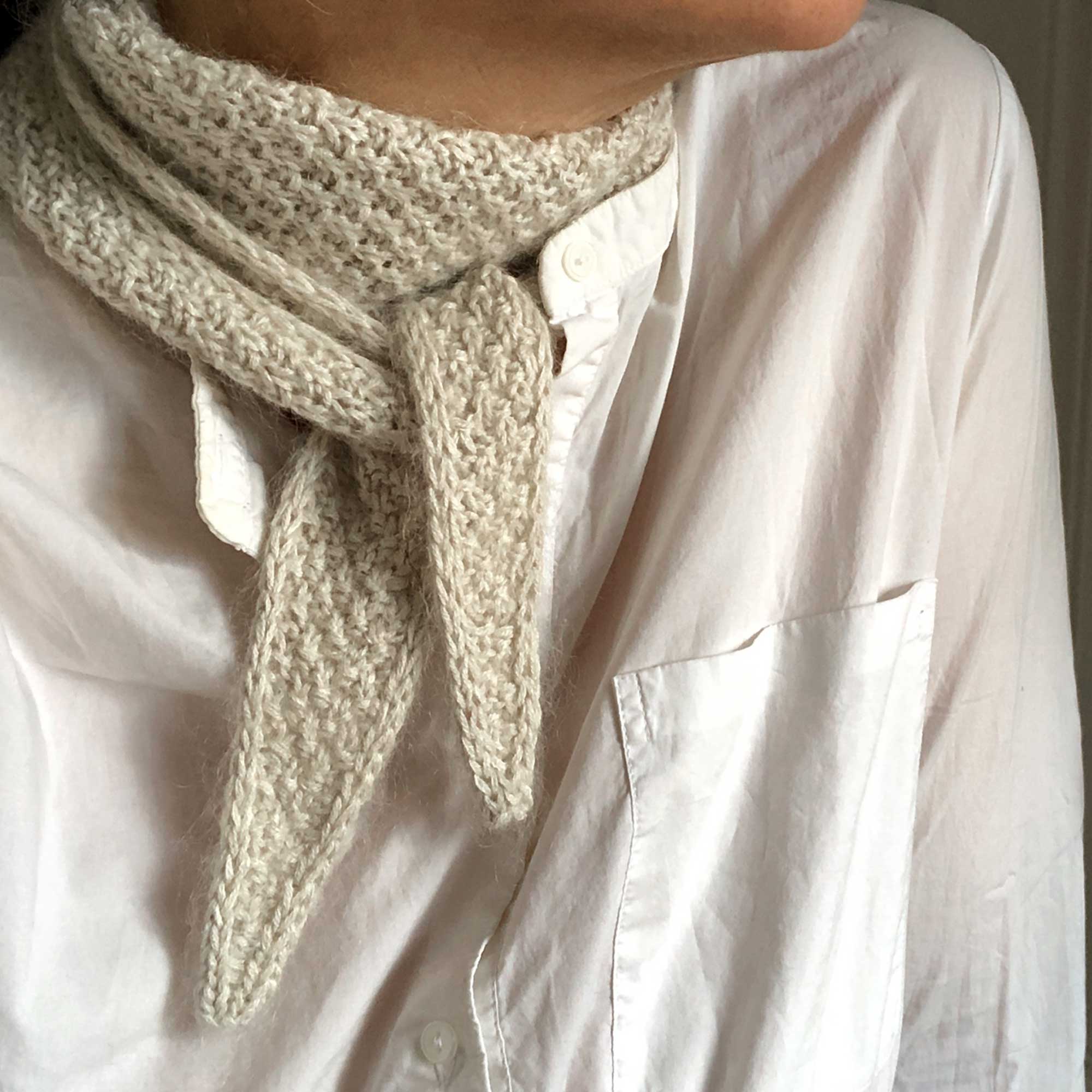 Emma scarf knitted silk and mohair, long. Design and hand knit Anne Rosenberg, RosenbergCph