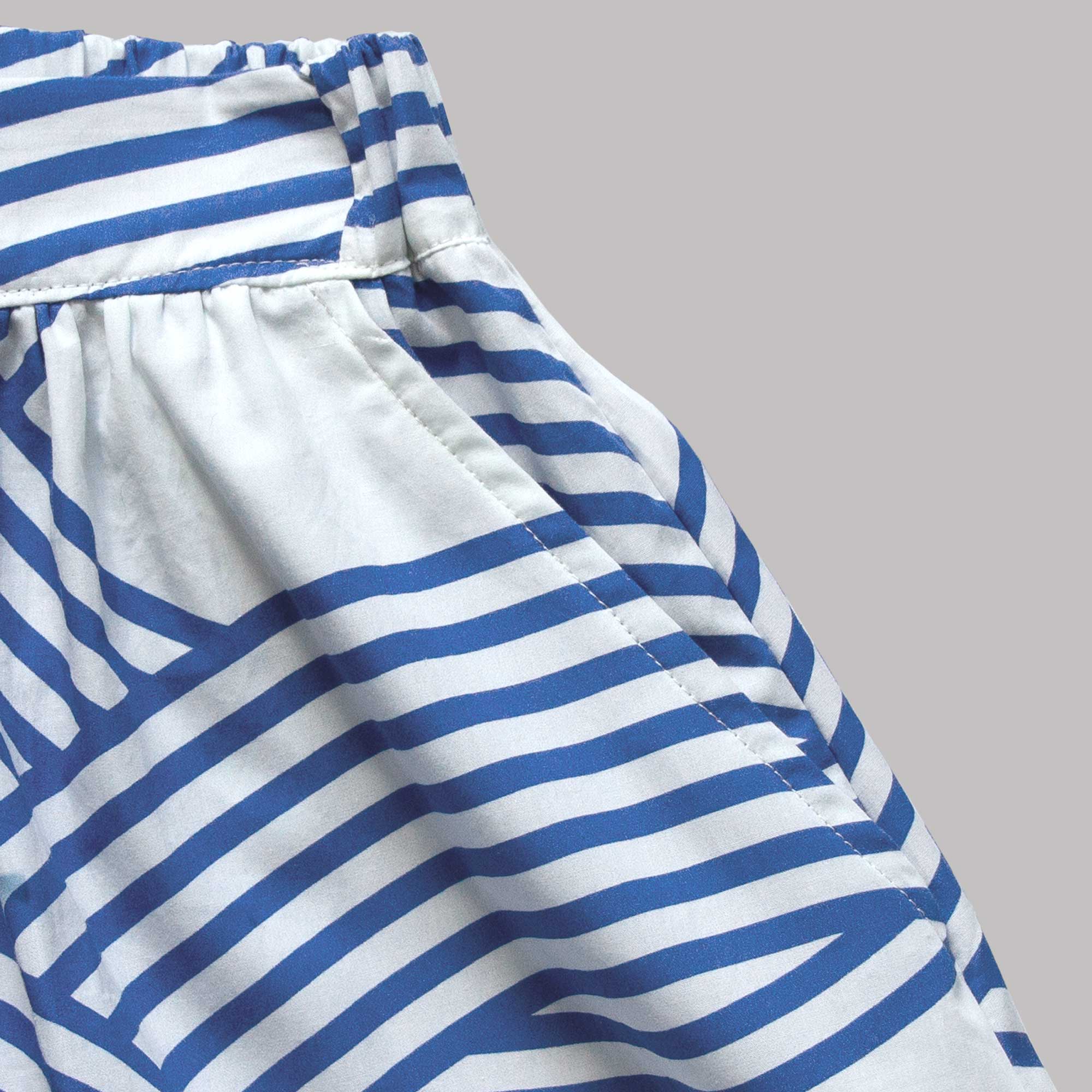 Ocean nederdel i økologisk bomuld, trykt i Tyskland syet i Danmark. Design Anne Rosenberg