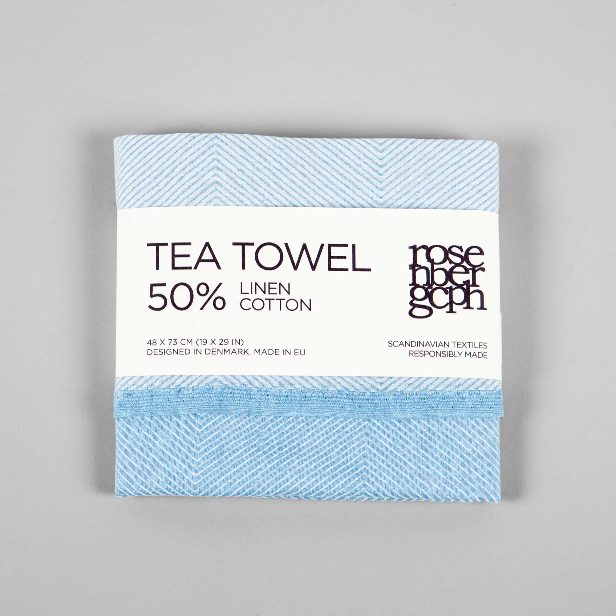 Tea towel, sky blue, linen/cotton, design by Anne Rosenberg, RosenbergCph