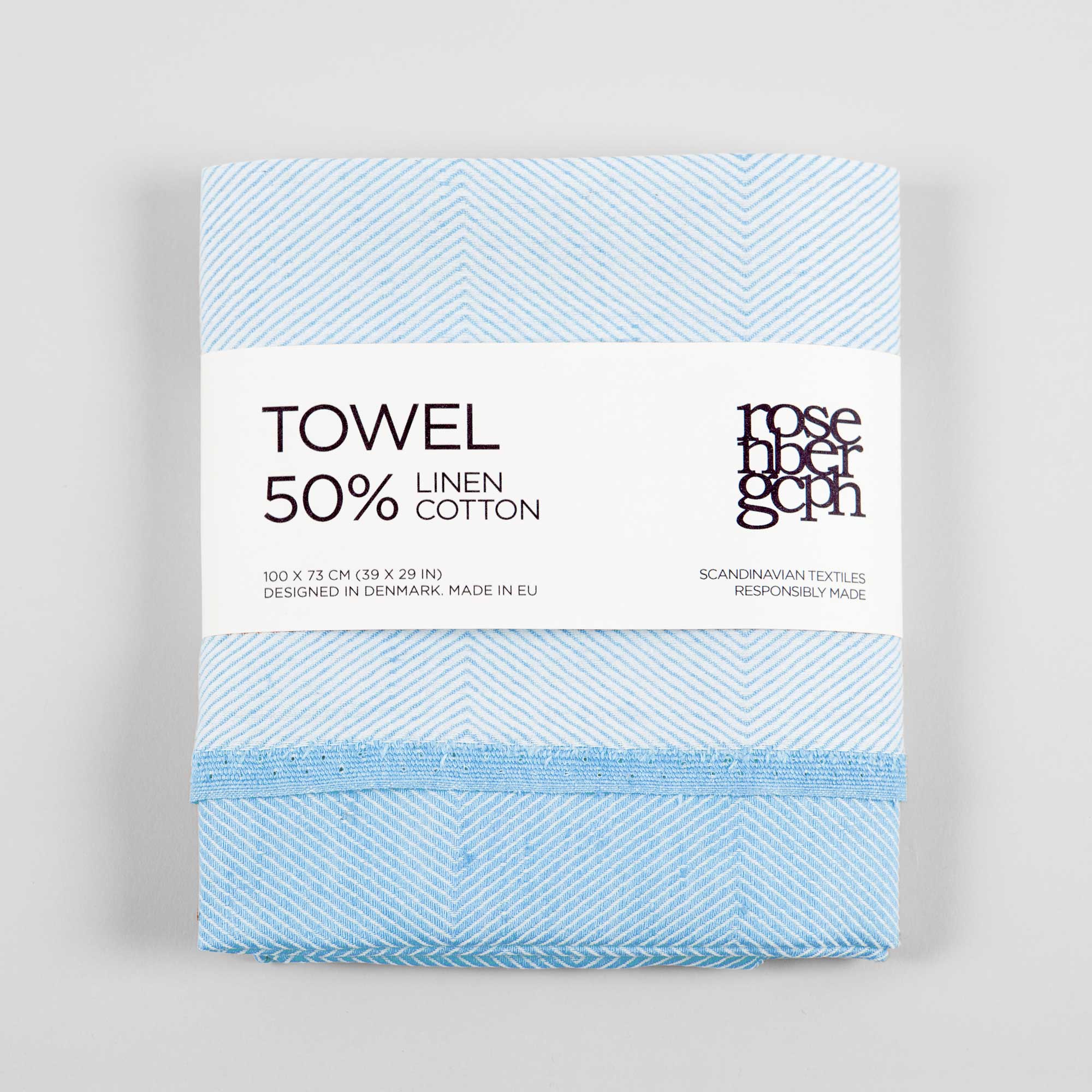 Håndklæde, himmelblå, hør/bomuld, design af Anne Rosenberg, RosenbergCph