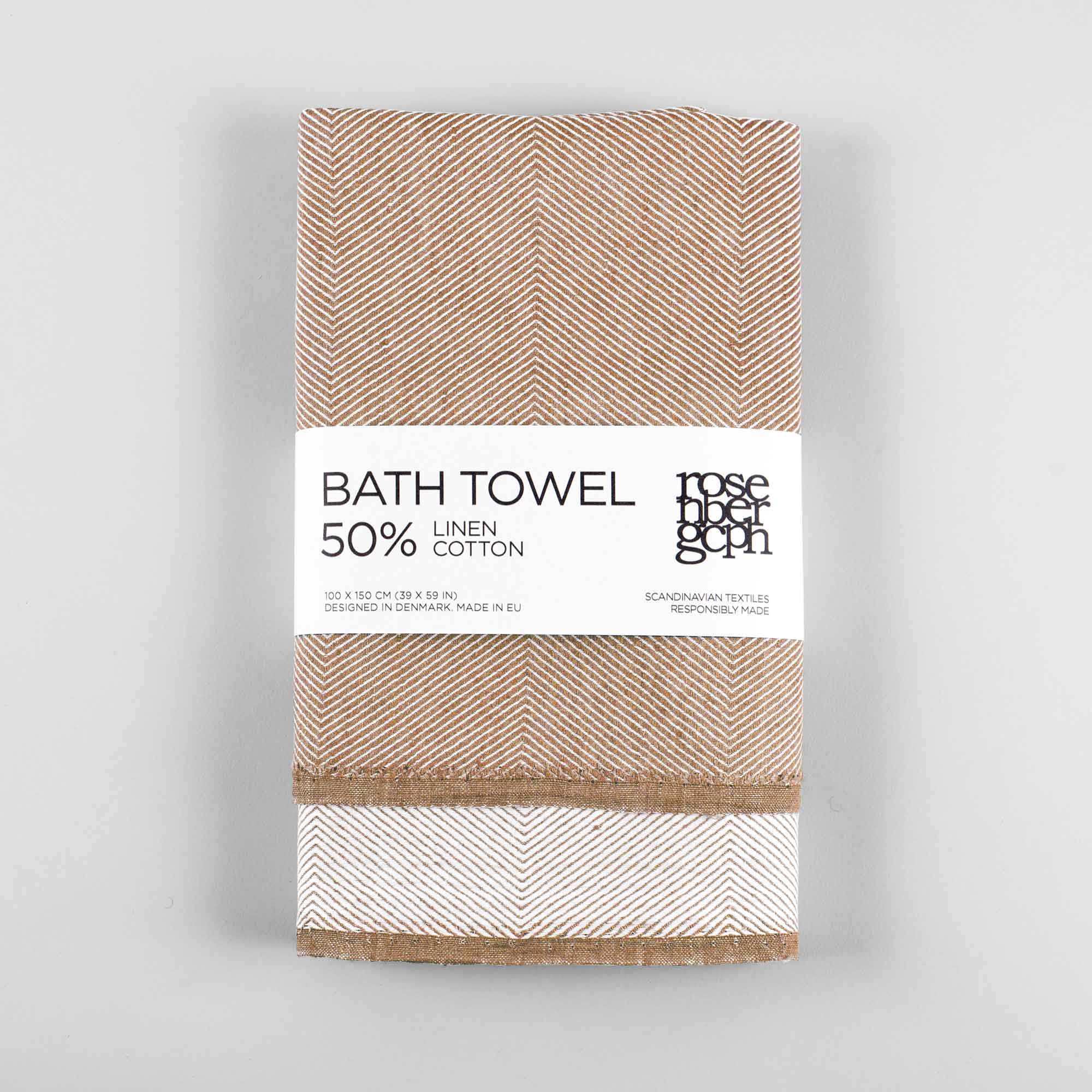 Badehåndklæde, mandel, hør/bomuld, design af Anne Rosenberg, RosenbergCph