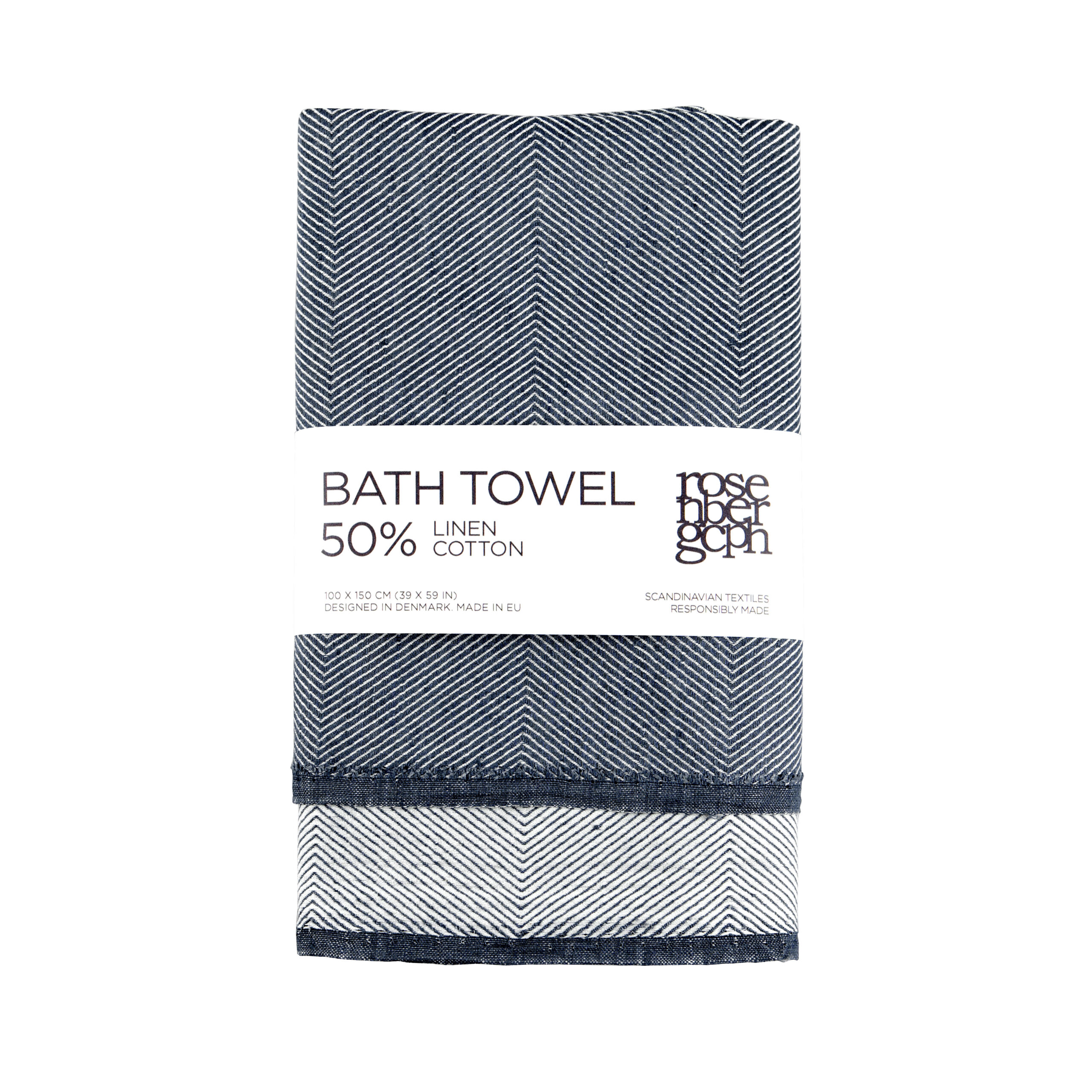 Bath towel, Indigo, linen/cotton, design by Anne Rosenberg, RosenbergCph